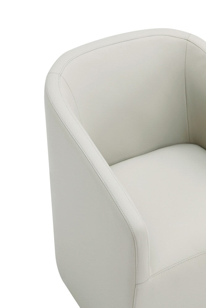 Manhattan Comfort - Anna Round Faux Leather Dining Armchair with Plastic Legs in Stone Grey - Set of 2 - 2-DC059AR-ST veiw 8