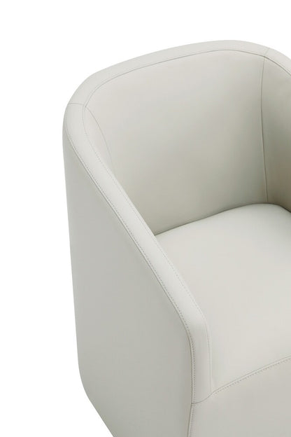 Manhattan Comfort - Anna Round Faux Leather Dining Armchair with Plastic Legs in Stone Grey - Set of 2 - 2-DC059AR-ST veiw 8