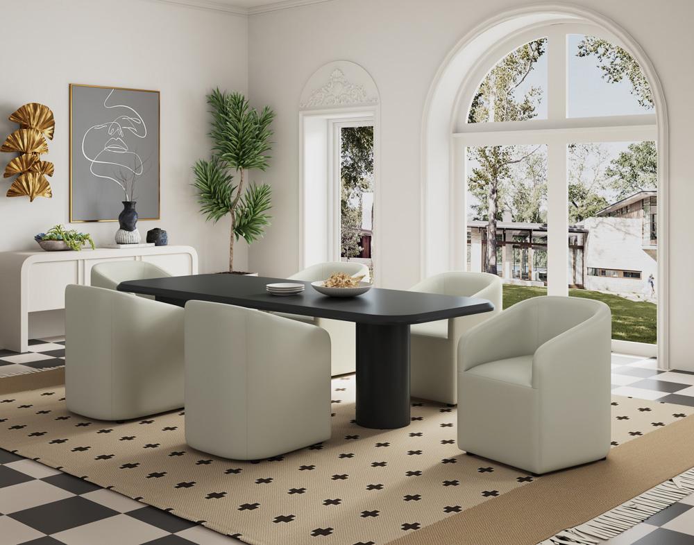 Manhattan Comfort - Anna Round Faux Leather Dining Armchair with Plastic Legs in Stone Grey - Set of 2 - 2-DC059AR-ST veiw 10