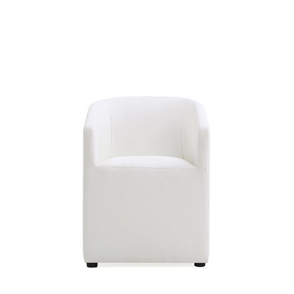 Manhattan Comfort - Anna Round Faux Leather Dining Armchair with Plastic Legs in Cream - DC059AR-CR veiw 1
