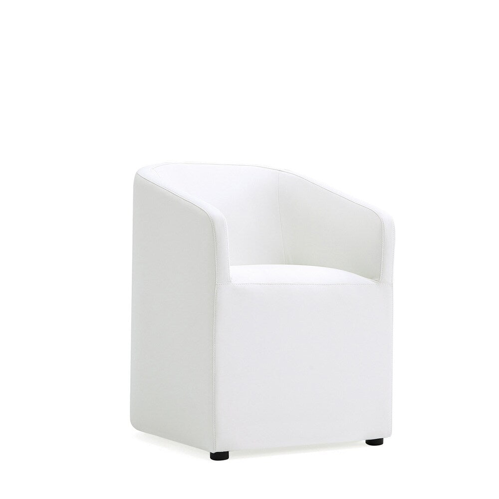 Manhattan Comfort - Anna Round Faux Leather Dining Armchair with Plastic Legs in Cream - DC059AR-CR veiw 2