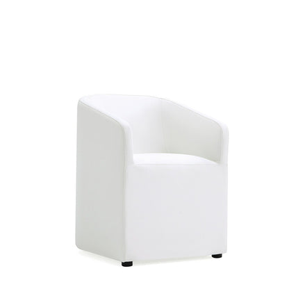 Manhattan Comfort - Anna Round Faux Leather Dining Armchair with Plastic Legs in Cream - DC059AR-CR veiw 2