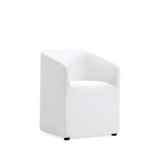 Manhattan Comfort - Anna Round Faux Leather Dining Armchair with Plastic Legs in Cream - DC059AR-CR veiw 2
