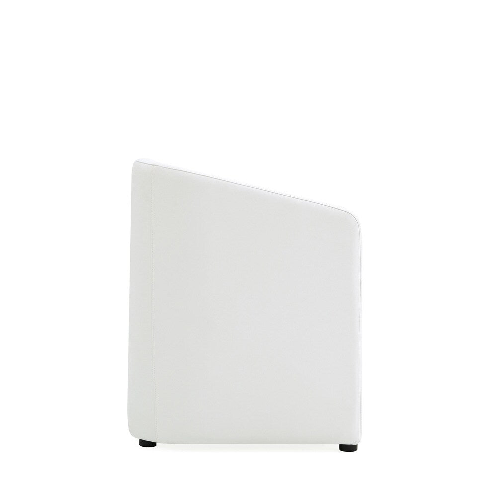 Manhattan Comfort - Anna Round Faux Leather Dining Armchair with Plastic Legs in Cream - DC059AR-CR veiw 3