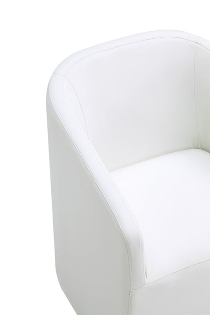 Manhattan Comfort - Anna Round Faux Leather Dining Armchair with Plastic Legs in Cream - DC059AR-CR veiw 7