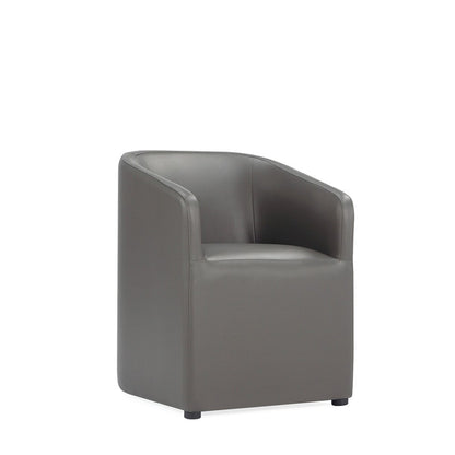 Manhattan Comfort - Anna Round Faux Leather Dining Armchair with Plastic Legs in Pewter - DC059AR-PE veiw 2
