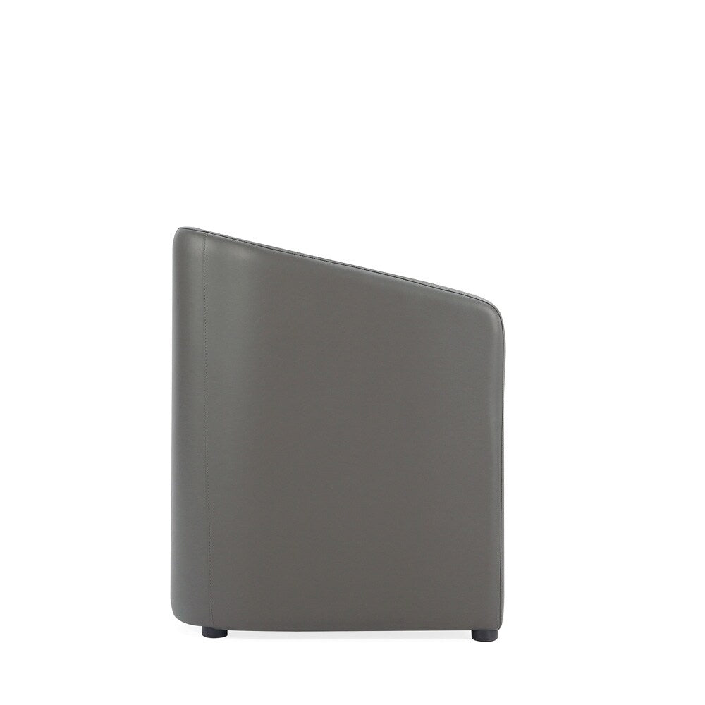Manhattan Comfort - Anna Round Faux Leather Dining Armchair with Plastic Legs in Pewter - DC059AR-PE veiw 3