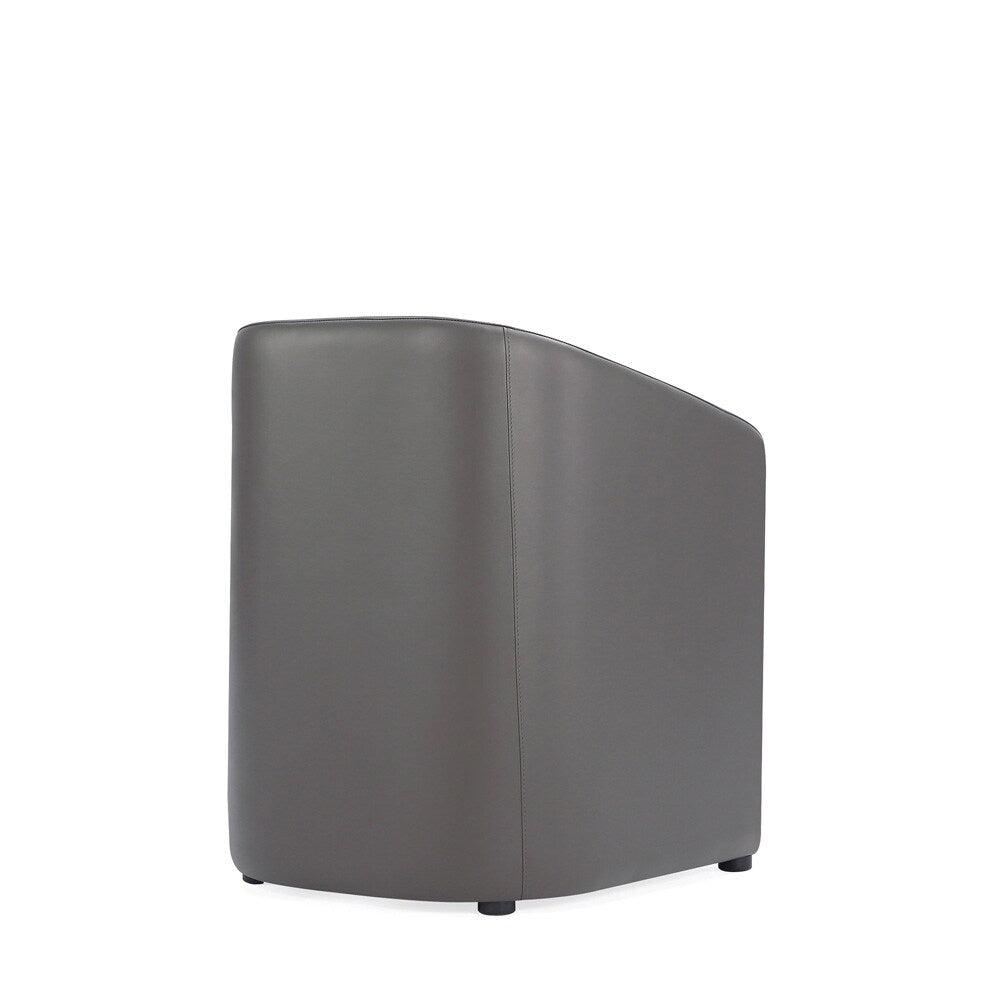 Manhattan Comfort - Anna Round Faux Leather Dining Armchair with Plastic Legs in Pewter - DC059AR-PE veiw 4