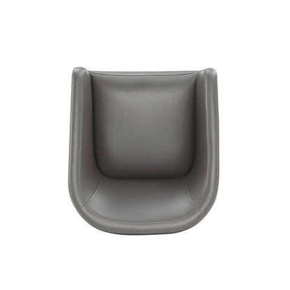 Manhattan Comfort - Anna Round Faux Leather Dining Armchair with Plastic Legs in Pewter - DC059AR-PE veiw 6