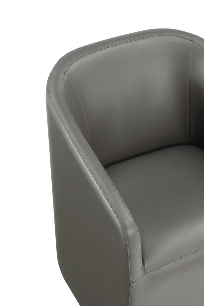 Manhattan Comfort - Anna Round Faux Leather Dining Armchair with Plastic Legs in Pewter - DC059AR-PE veiw 7