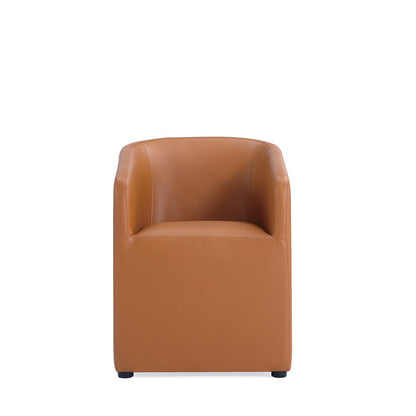 Manhattan Comfort - Anna Round Faux Leather Dining Armchair with Plastic Legs in Saddle - DC059AR-SA veiw 1