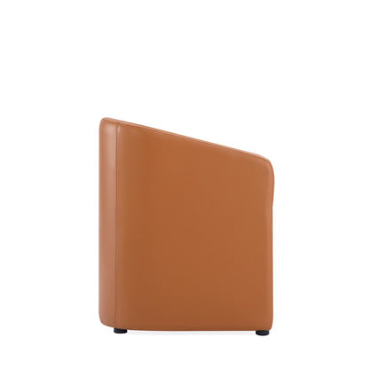 Manhattan Comfort - Anna Round Faux Leather Dining Armchair with Plastic Legs in Saddle - DC059AR-SA veiw 3