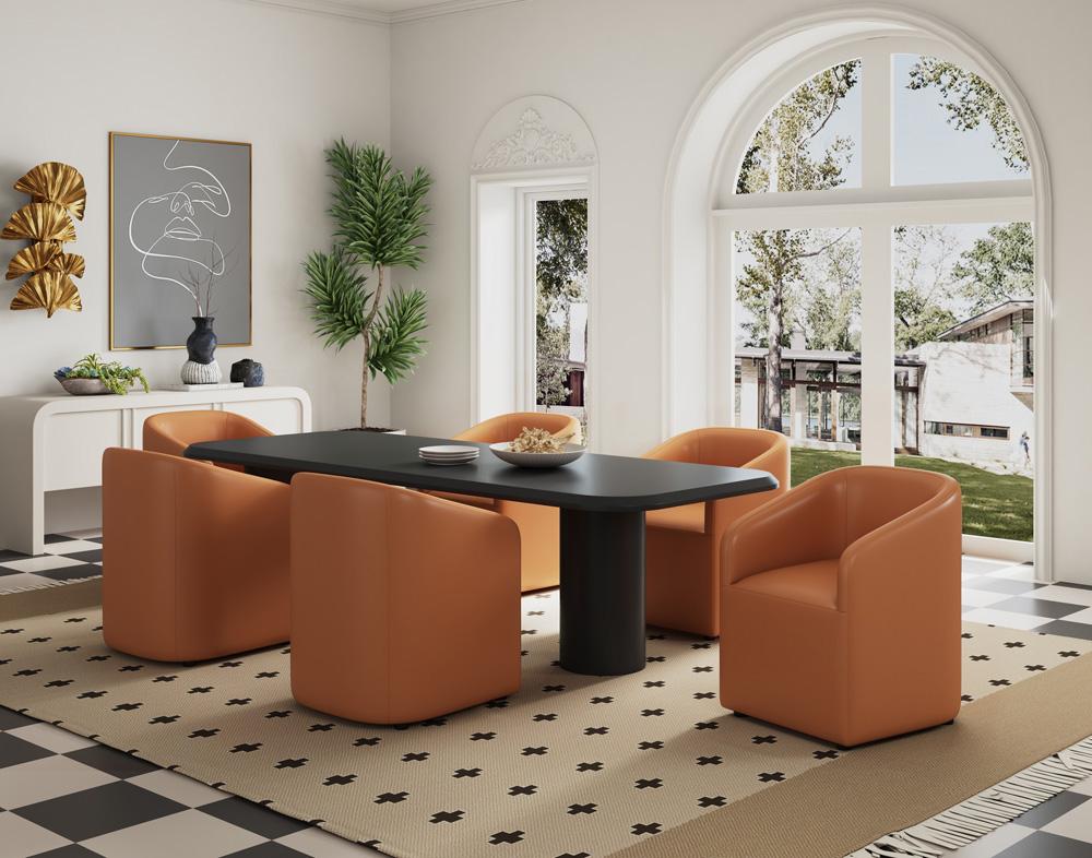Manhattan Comfort - Anna Round Faux Leather Dining Armchair with Plastic Legs in Saddle - DC059AR-SA veiw 10