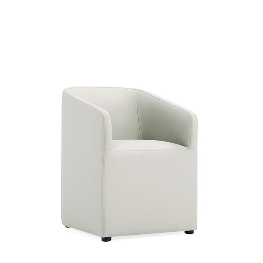 Manhattan Comfort - Anna Round Faux Leather Dining Armchair with Plastic Legs in Stone Grey - DC059AR-ST veiw 2