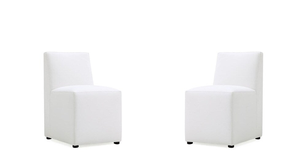 Manhattan Comfort - Anna Square Faux Leather Dining Chair with Plastic Legs in Cream - Set of 2 - 2-DC058-CR veiw 1