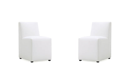 Manhattan Comfort - Anna Square Faux Leather Dining Chair with Plastic Legs in Cream - Set of 2 - 2-DC058-CR veiw 1
