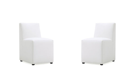 Manhattan Comfort - Anna Square Faux Leather Dining Chair with Plastic Legs in Cream - Set of 2 - 2-DC058-CR veiw 1