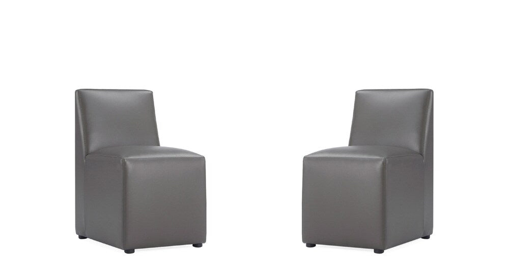 Manhattan Comfort - Anna Square Faux Leather Dining Chair with Plastic Legs in Pewter - Set of 2 - 2-DC058-PE veiw 1