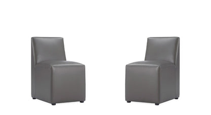 Manhattan Comfort - Anna Square Faux Leather Dining Chair with Plastic Legs in Pewter - Set of 2 - 2-DC058-PE veiw 1