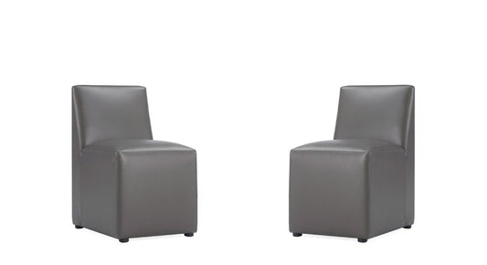 Manhattan Comfort - Anna Square Faux Leather Dining Chair with Plastic Legs in Pewter - Set of 2 - 2-DC058-PE veiw 1