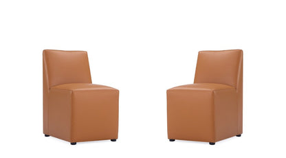 Manhattan Comfort - Anna Square Faux Leather Dining Chair with Plastic Legs in Saddle - Set of 2 - 2-DC058-SA veiw 1