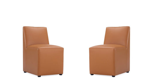 Manhattan Comfort - Anna Square Faux Leather Dining Chair with Plastic Legs in Saddle - Set of 2 - 2-DC058-SA veiw 1