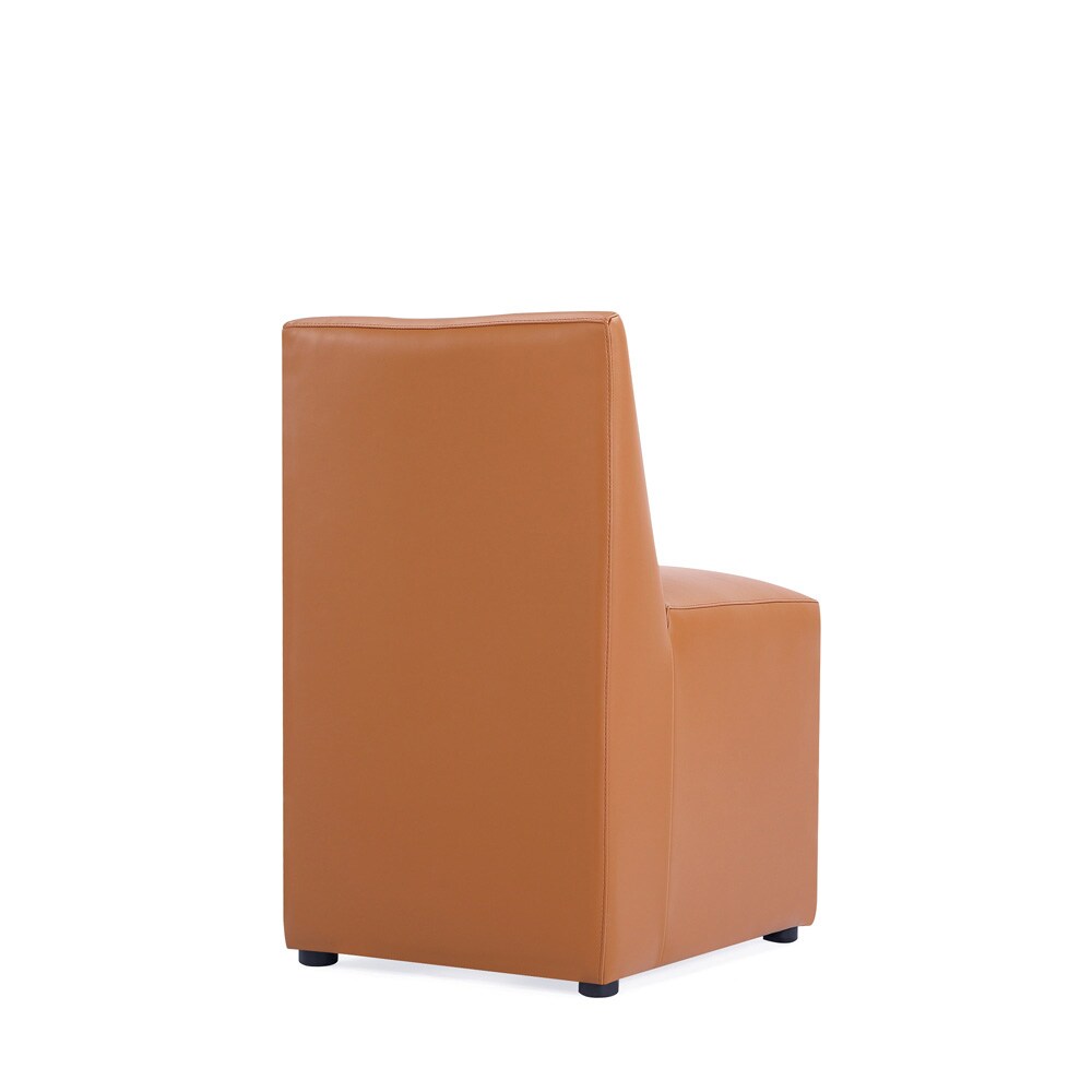 Manhattan Comfort - Anna Square Faux Leather Dining Chair with Plastic Legs in Saddle - Set of 2 - 2-DC058-SA veiw 5
