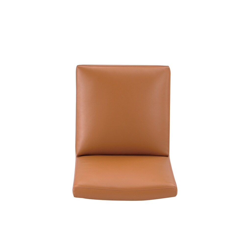 Manhattan Comfort - Anna Square Faux Leather Dining Chair with Plastic Legs in Saddle - Set of 2 - 2-DC058-SA veiw 6
