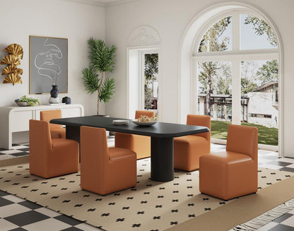 Manhattan Comfort - Anna Square Faux Leather Dining Chair with Plastic Legs in Saddle - Set of 2 - 2-DC058-SA veiw 10