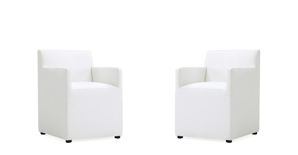 Manhattan Comfort - Anna Square Faux Leather Dining Armchair with Plastic Legs in Cream - Set of 2 - 2-DC058AR-CR veiw 1