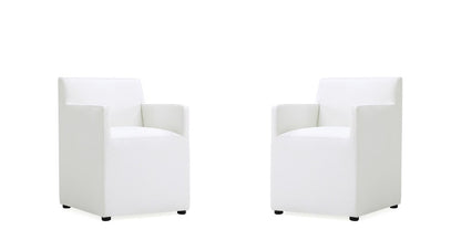 Manhattan Comfort - Anna Square Faux Leather Dining Armchair with Plastic Legs in Cream - Set of 2 - 2-DC058AR-CR veiw 1