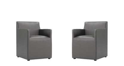 Manhattan Comfort - Anna Square Faux Leather Dining Armchair with Plastic Legs in Pewter - Set of 2 - 2-DC058AR-PE veiw 1