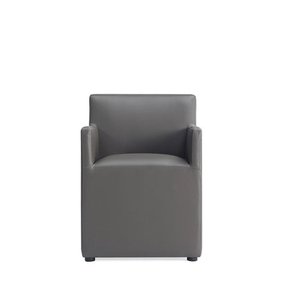 Manhattan Comfort - Anna Square Faux Leather Dining Armchair with Plastic Legs in Pewter - Set of 2 - 2-DC058AR-PE veiw 2