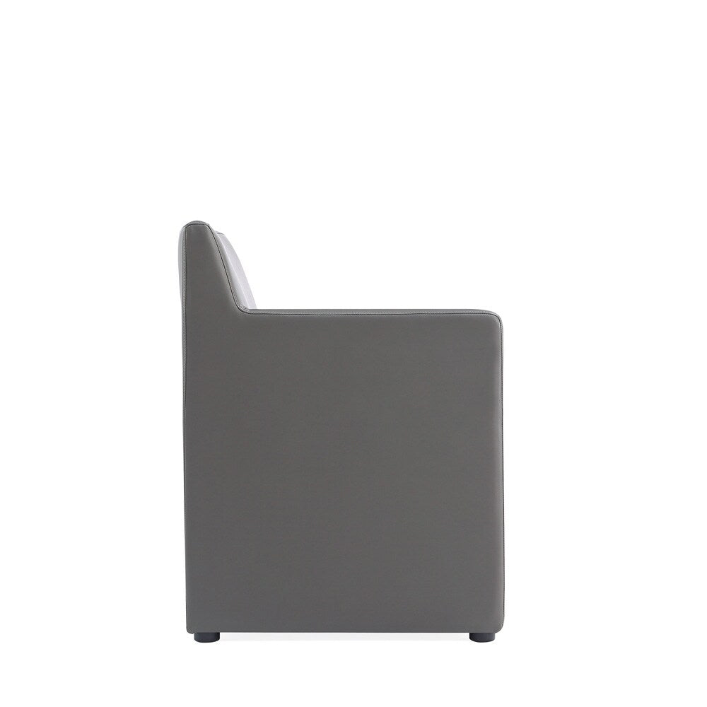 Manhattan Comfort - Anna Square Faux Leather Dining Armchair with Plastic Legs in Pewter - Set of 2 - 2-DC058AR-PE veiw 6