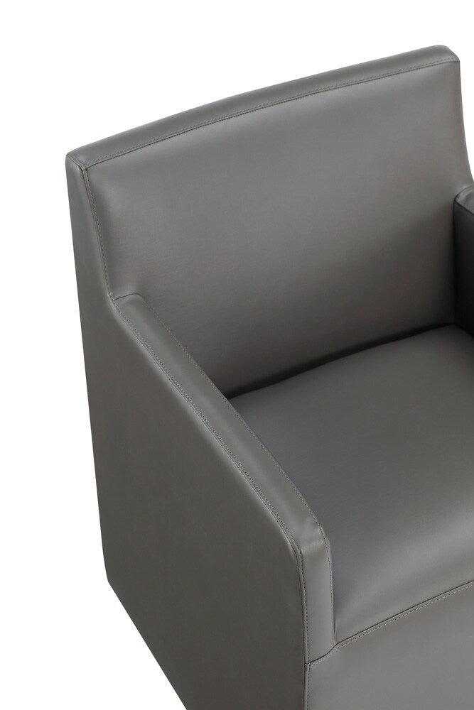 Manhattan Comfort - Anna Square Faux Leather Dining Armchair with Plastic Legs in Pewter - Set of 2 - 2-DC058AR-PE veiw 8