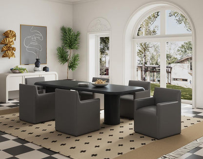 Manhattan Comfort - Anna Square Faux Leather Dining Armchair with Plastic Legs in Pewter - Set of 2 - 2-DC058AR-PE veiw 10