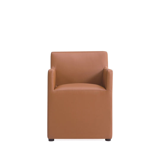Manhattan Comfort - Anna Square Faux Leather Dining Armchair with Plastic Legs in Saddle - Set of 2 - 2-DC058AR-SA veiw 2