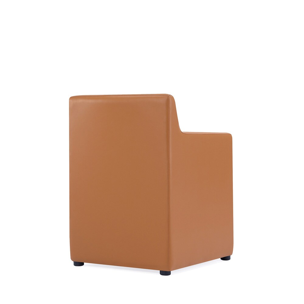 Manhattan Comfort - Anna Square Faux Leather Dining Armchair with Plastic Legs in Saddle - Set of 2 - 2-DC058AR-SA veiw 5