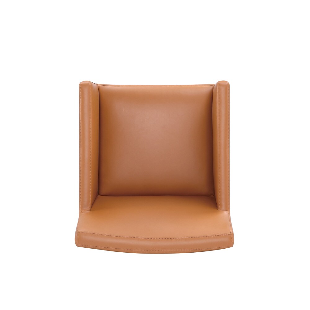 Manhattan Comfort - Anna Square Faux Leather Dining Armchair with Plastic Legs in Saddle - Set of 2 - 2-DC058AR-SA veiw 6