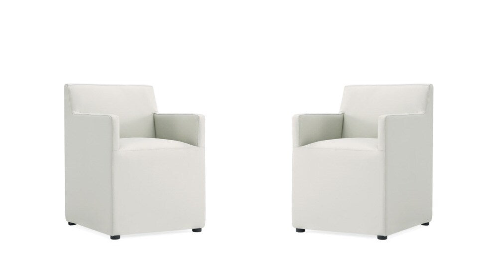 Manhattan Comfort - Anna Square Faux Leather Dining Armchair with Plastic Legs in Stone Grey - Set of 2 - 2-DC058AR-ST veiw 1