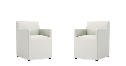 Manhattan Comfort - Anna Square Faux Leather Dining Armchair with Plastic Legs in Stone Grey - Set of 2 - 2-DC058AR-ST veiw 1