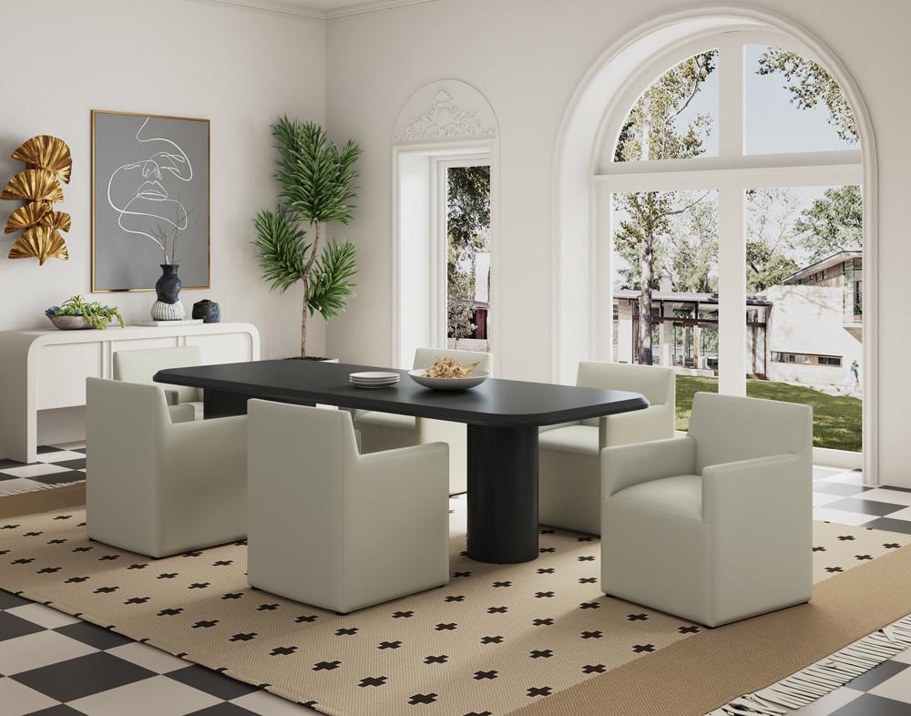 Manhattan Comfort - Anna Square Faux Leather Dining Armchair with Plastic Legs in Stone Grey - Set of 2 - 2-DC058AR-ST veiw 10