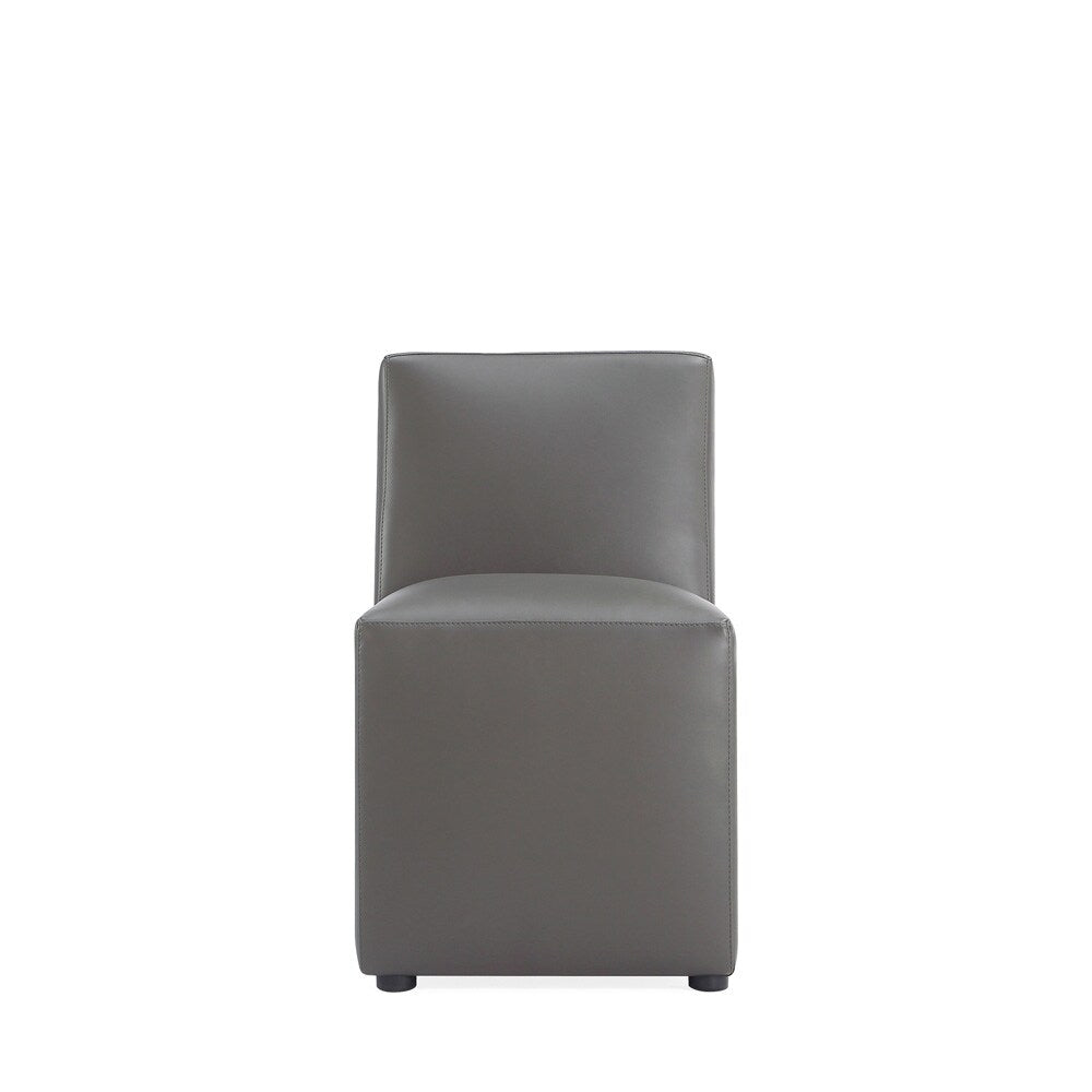 Manhattan Comfort - Anna Square Faux Leather Dining Chair with Plastic Legs in Pewter - DC058-PE veiw 1