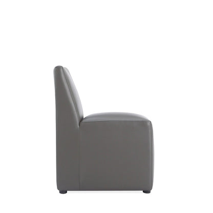 Manhattan Comfort - Anna Square Faux Leather Dining Chair with Plastic Legs in Pewter - DC058-PE veiw 3