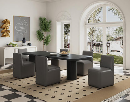Manhattan Comfort - Anna Square Faux Leather Dining Chair with Plastic Legs in Pewter - DC058-PE veiw 10