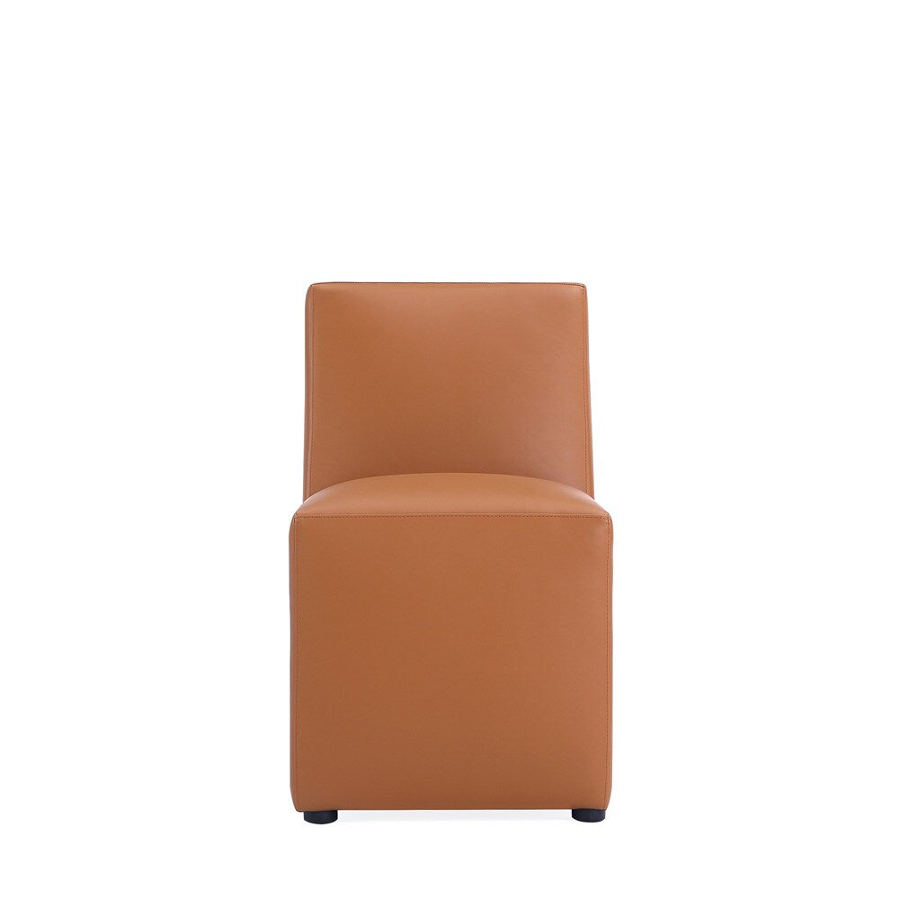 Manhattan Comfort - Anna Square Faux Leather Dining Chair with Plastic Legs in Saddle - DC058-SA veiw 1