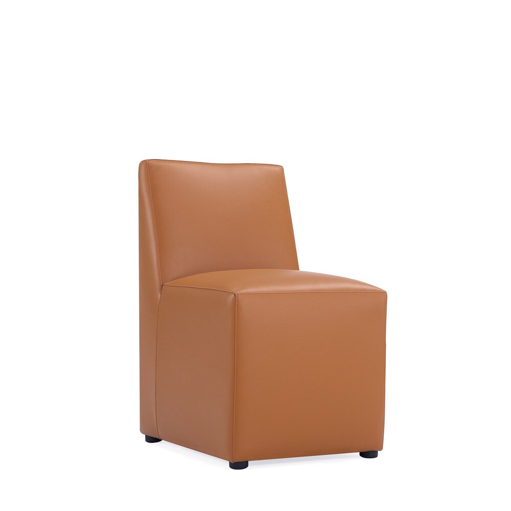 Manhattan Comfort - Anna Square Faux Leather Dining Chair with Plastic Legs in Saddle - DC058-SA veiw 2
