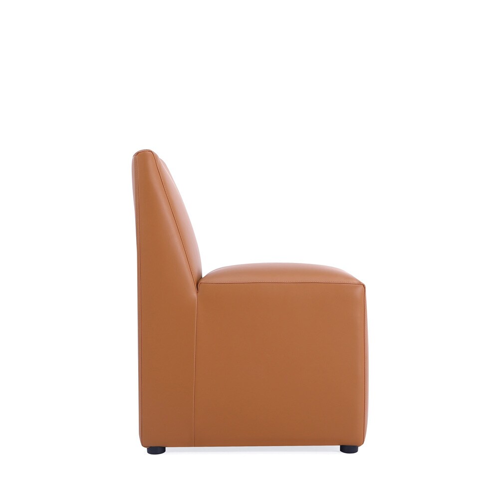 Manhattan Comfort - Anna Square Faux Leather Dining Chair with Plastic Legs in Saddle - DC058-SA veiw 3