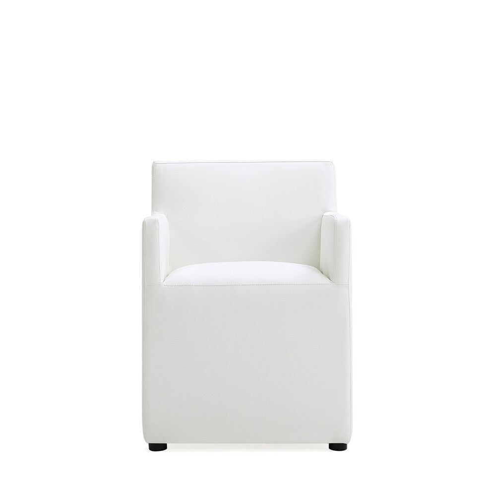 Manhattan Comfort - Anna Square Faux Leather Dining Armchair with Plastic Legs in Cream - DC058AR-CR veiw 1