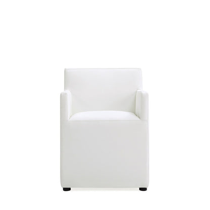 Manhattan Comfort - Anna Square Faux Leather Dining Armchair with Plastic Legs in Cream - DC058AR-CR veiw 1